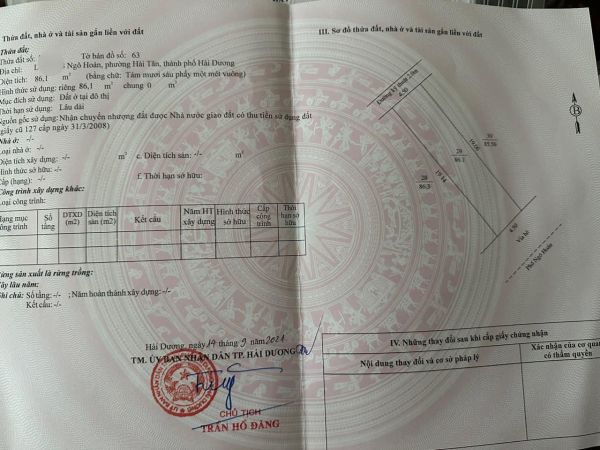 Bán Đất Mặt Phố Ngô Hoán, Đông Nam Cường, Tp Hd, 86.1M2, Mt 4.5, Vỉa Hè 5M Cực Rộng - 637048