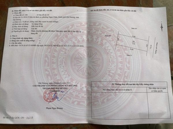 Bán Đất Phố Bạch Công Liêu, Tđc Ngọc Châu, Tp Hd, 73M2, Mt 5M, Hướng Đông, Giá Tốt - 637699