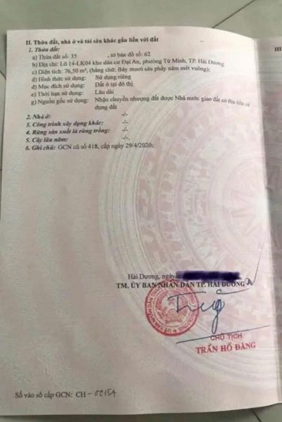Bán Lô Đất Mặt Đường Thủy Tiên, Kdc Đại An 1, Ph Tứ Minh, Tp Hd, 76.5M2, Mt 4.5M, Đường 15.5M - 638710