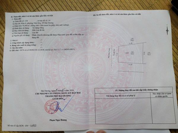 Bán Đất Lô Góc Mặt Phố Hàn Trung, Phường Việt Hòa, Tp Hd, 93.9M2, Mt 7.19M, Giá 2.X Tỷ - 639019