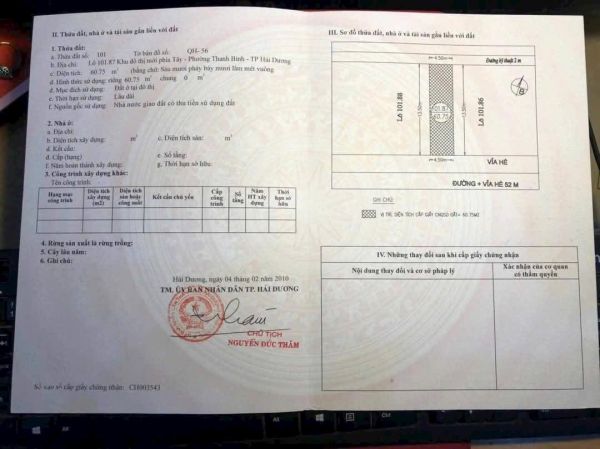 Bán Đất Mặt Đường Trường Chinh, Ph Thanh Bình, Tp Hd, 60.75M2, Mt 4.5M, Kd Buôn Bán - 640003