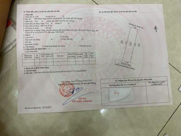 Bán Đất Mặt Phố Phạm Ngọc Khánh, Đông Nam Cường, Tp Hd, 72M2, Mt 4M, Đường Trục Chính - 640090