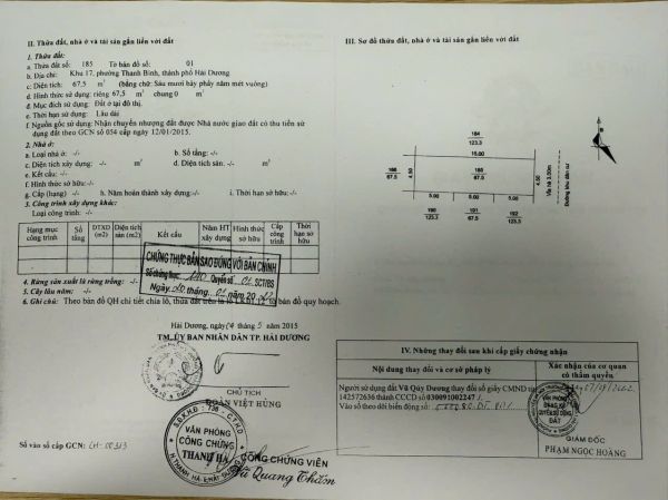 Bán Đất Khu Chia Lô Đường Nguyễn Thị Duệ, Ph Thanh Bình, Tp Hd, 67.5M2, Mt 4.5M, 3.49 Tỷ - 641326