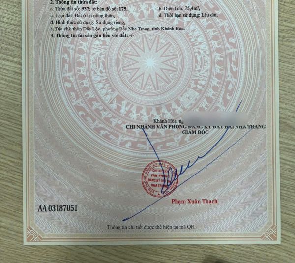 BÁN NHANH LÔ ĐẤT ĐẮC LỘC - VĨNH PHƯƠNG - NHA TRANG - 642379