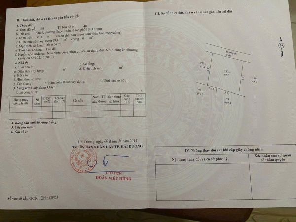 Bán Đất Ngõ Phố Tống Duy Tân, Ph Ngọc Châu, Tp Hd, 69.4M2, Mt 8.03M, Chỉ 1 Tỷ 990 - 642457