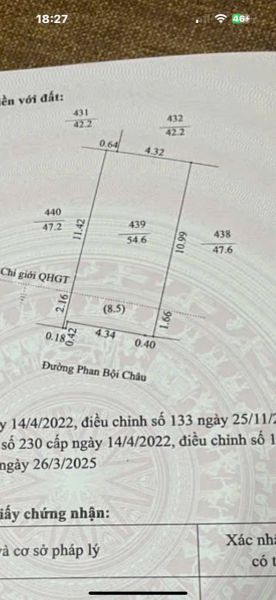 Bán Lô Đất Mặt Phố Phan Bội Châu, Ph Cẩm Thượng, Tp Hd, 54.6M2, Mt 4.92M, Kd Buôn Bán - 643414