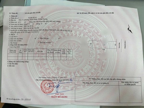 Bán Lô Đất Khu Chia Lô Quân Đội Vũ Hựu, Ph Thanh Bình, Tp Hd, 67.5M2, Mt 4.5M, Đường 13.5M - 643948