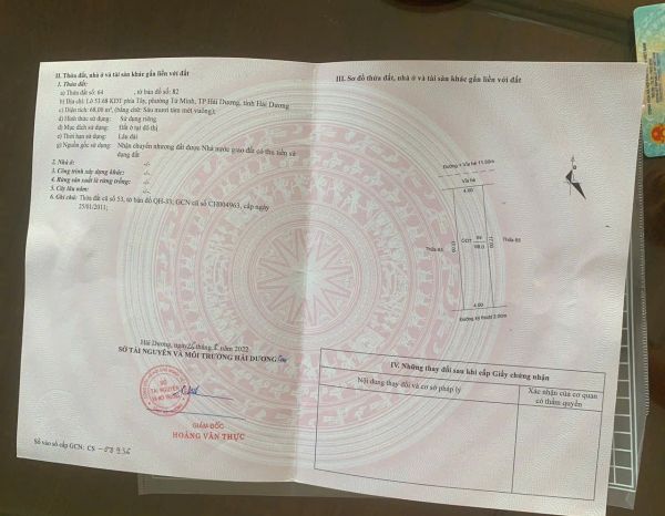 Bán Lô Đất Đường Nhánh Hoàng Quốc Việt, Tp Hải Dương, 68M2, Mt 4M, Đường 17.5M, 3.85 Tỷ - 644254